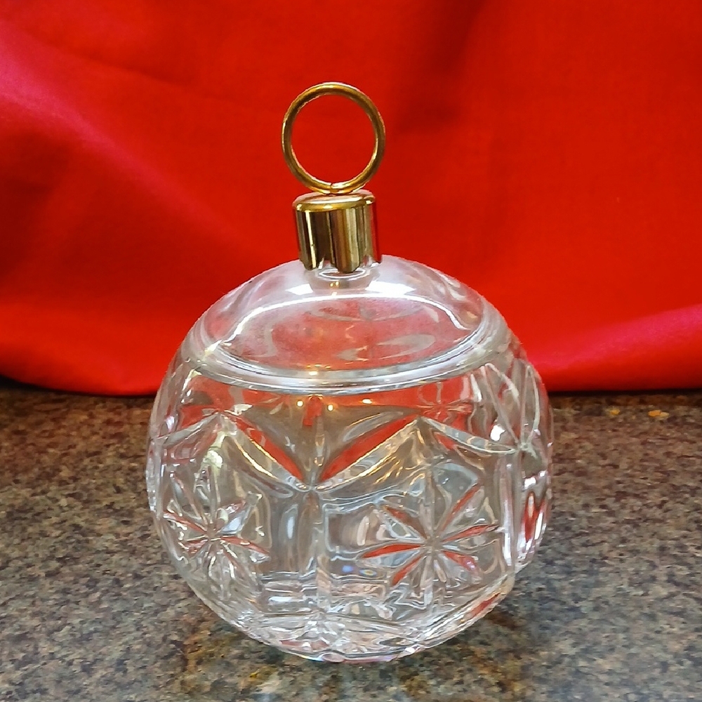 Heavy Lead Crystal Covered Candy Jar Catch All